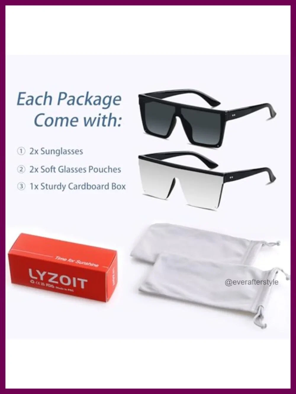 Oversized Square Shield Sunglasses UV Protection